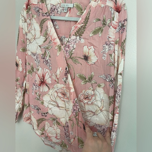 NWT Pale Sky Pink Floral Blouse Size XS - Picture 7 of 8